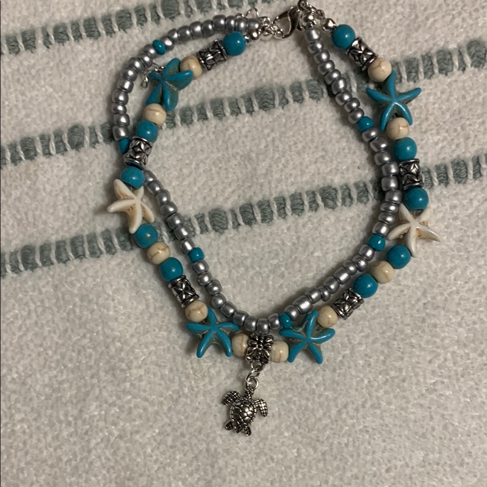 Silver and Blue Starfish Charm Bracelet